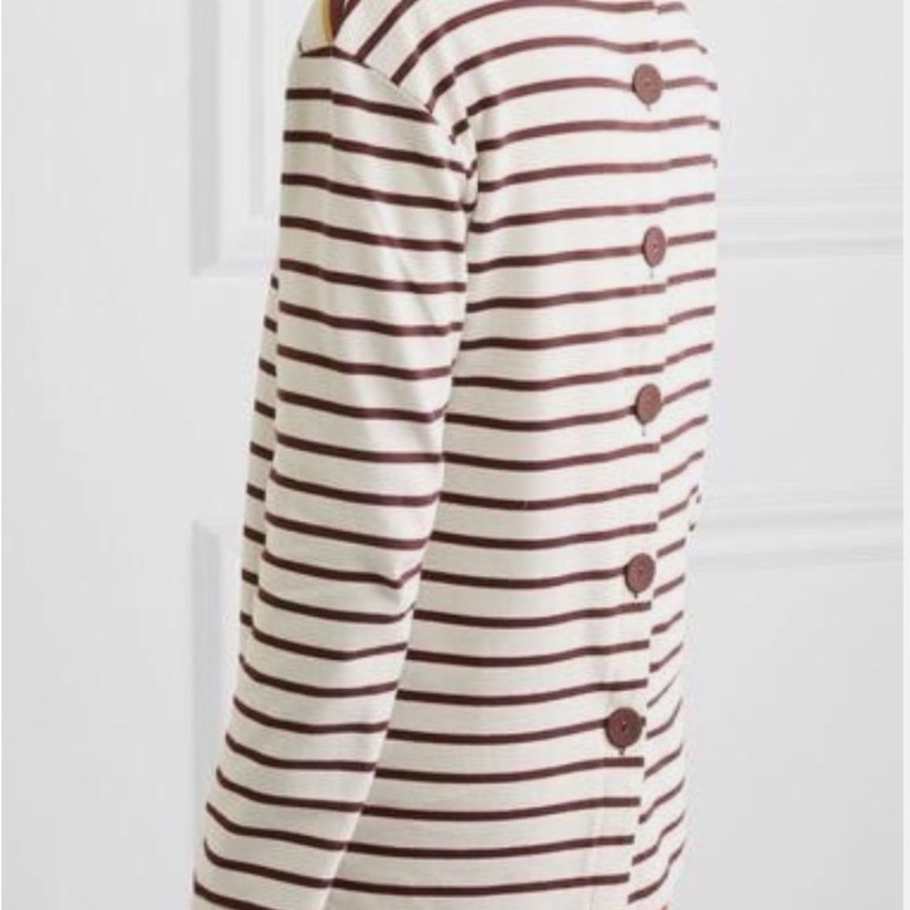 Victoria Beckham Striped Knot Grosgrain Trim Top in White and Maroon - Picture 4 of 9